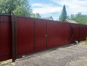 Откатные ворота с калиткой 3500x1900 купить Москва